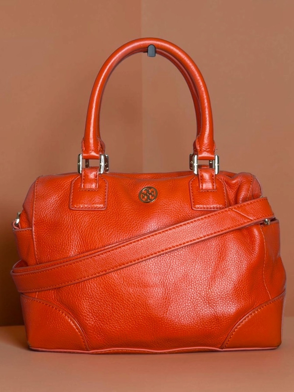 Tory Burch Amanda Orange Leather Classic Satchel 2-Way Bag